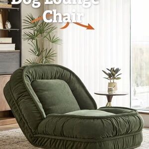 Olive Green Plush Lounger Chair -
